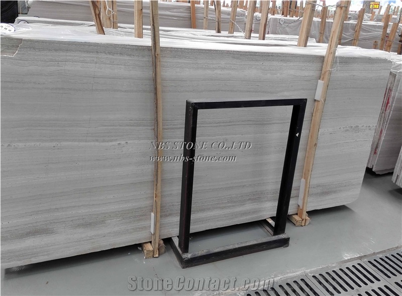 White Wooden Marble Sandblasted Slab Covering Tile