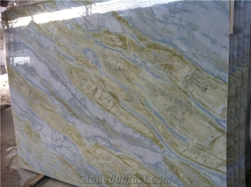 Blue River Ocean Green Marble Lemon Ice Slab,Machine Cutting Tiles for Panel Floor Covering,Wall Cladding Skirting French Pattern