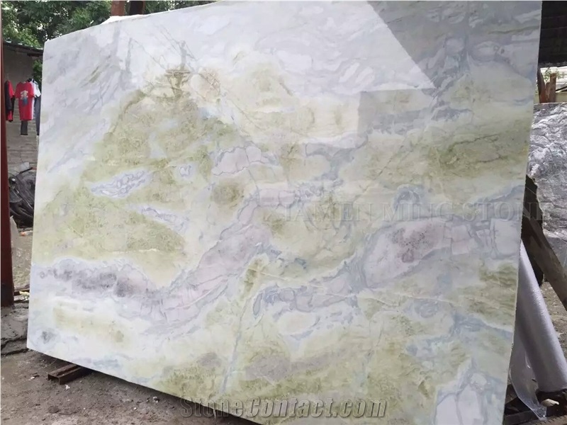 Emerald Jade Blue River Marble Lemon Ice Slabs, Tile