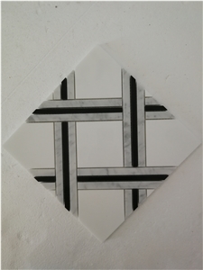 Cheap Marble Mosaic,Bianco Dolomiti,Nero Marquina Mosaic Pattern