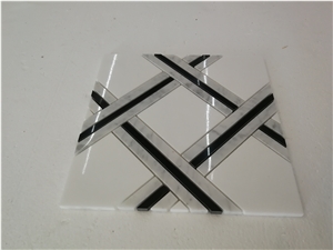 Cheap Marble Mosaic,Bianco Dolomiti,Nero Marquina Mosaic Pattern