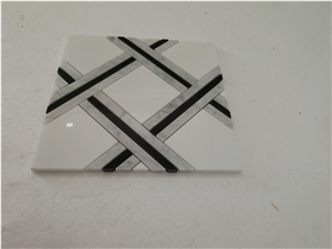 Cheap Marble Mosaic,Bianco Dolomiti,Nero Marquina Mosaic Pattern