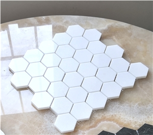 Thassos Marble Mosaic, White Marble Tumbled Mosaic