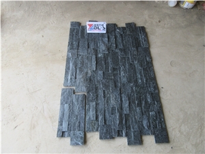 Black Quartzite Z Shape Split Face Culture Stone Wall