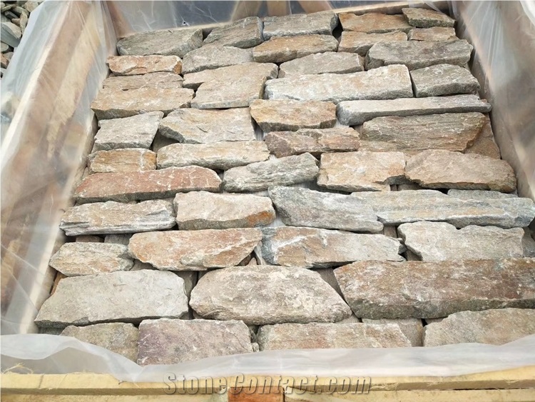 China Gold Slate Wall Stone Cladding Bricks