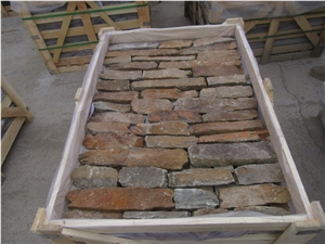 China Gold Slate Wall Stone Cladding Bricks