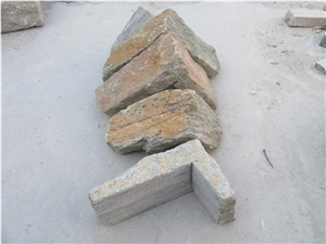 China Gold Slate Wall Stone Cladding Bricks