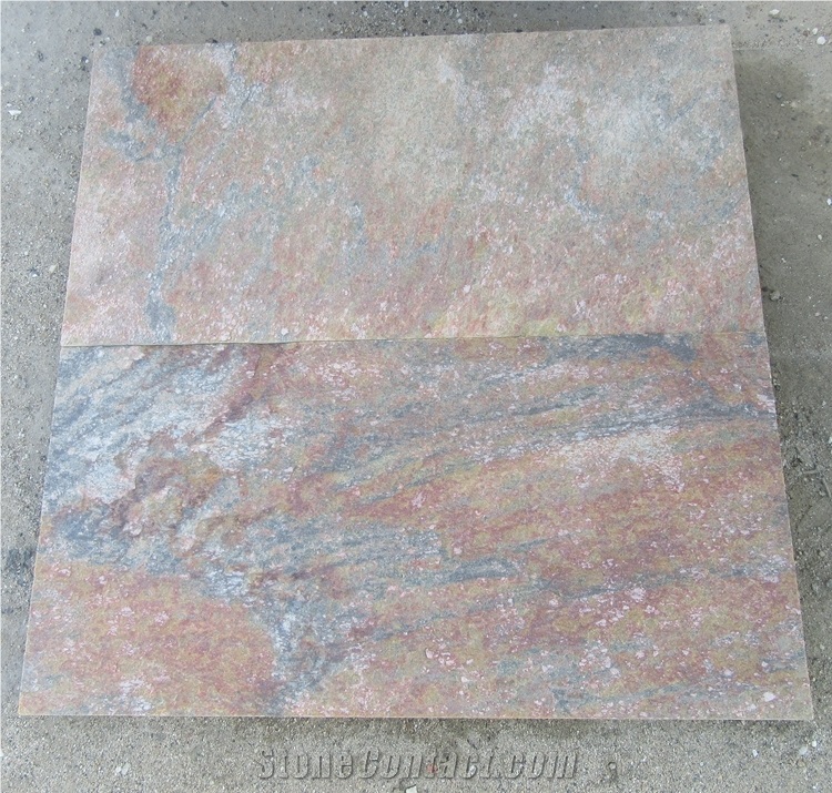 Flamed Yellow Rust Slate Stone Flooring Tiles