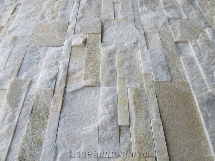 White Quartzite Split Stacked Stone Veneer for Wall