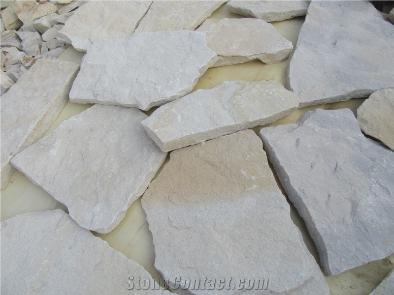 White Sandstone Loose Stone Wall Panel and Corner