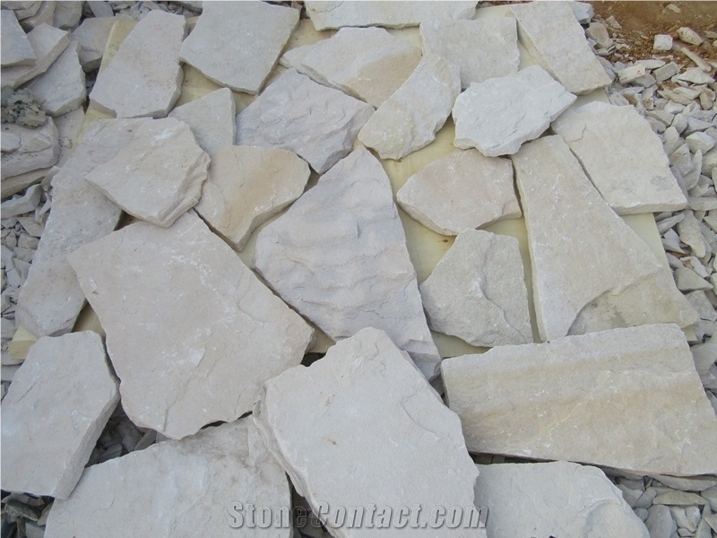 White Sandstone Loose Stone Wall Panel and Corner