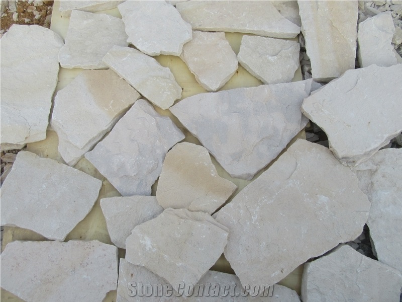 White Sandstone Loose Stone Wall Panel and Corner