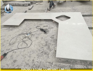 China Artificial Carrara White Quartz Pre-Fabricated Countertop, Artificial Stone Vanity Tops, Hotel and House Project Bathroom Vanities, Vanity Tops