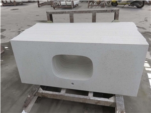 China Artificial Carrara White Quartz Pre-Fabricated Countertop, Artificial Stone Vanity Tops, Hotel and House Project Bathroom Vanities, Vanity Tops