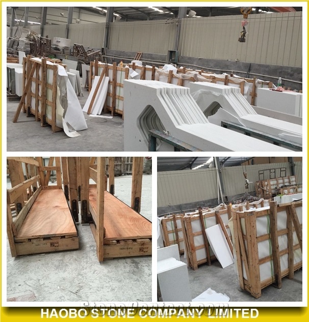 China Artificial Carrara White Quartz Pre-Fabricated Countertop, Artificial Stone Vanity Tops, Hotel and House Project Bathroom Vanities, Vanity Tops