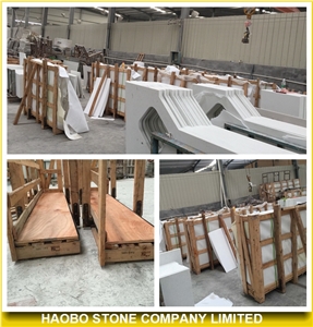 China Artificial Carrara White Quartz Pre-Fabricated Countertop, Artificial Stone Vanity Tops, Hotel and House Project Bathroom Vanities, Vanity Tops