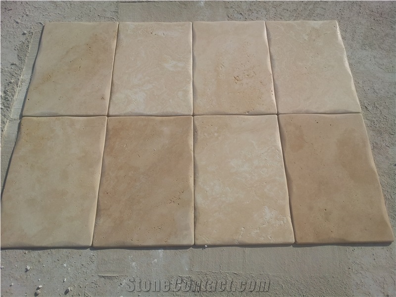 Light Medium Travertine Pillowed Edge Pattern