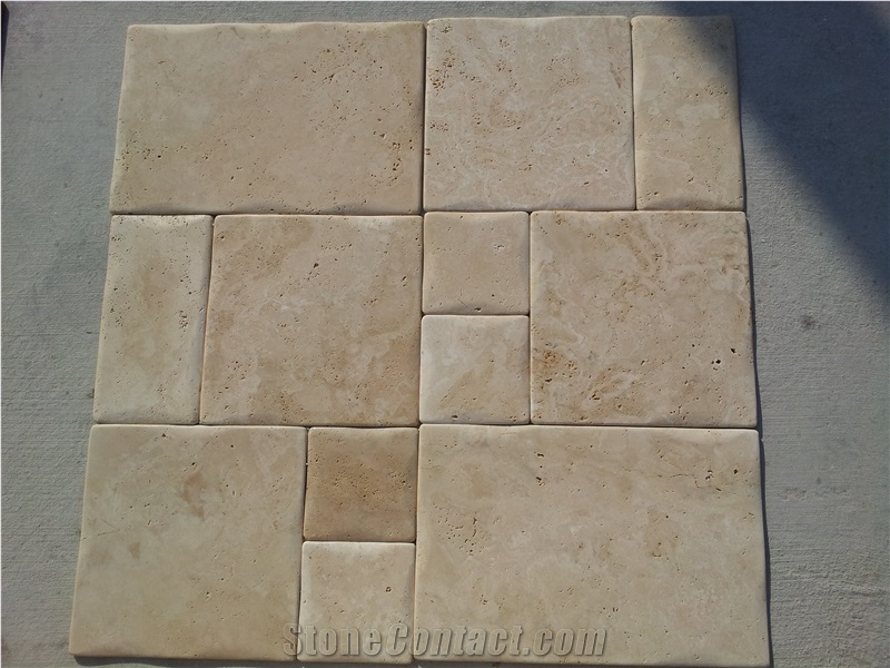 Light Medium Travertine Pillowed Edge Pattern
