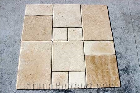 Light Medium Travertine Pillowed Edge Pattern