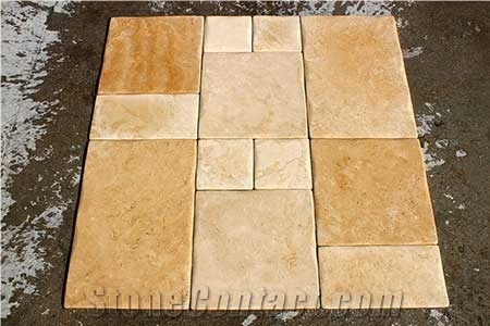 Light Medium Travertine Pillowed Edge Pattern