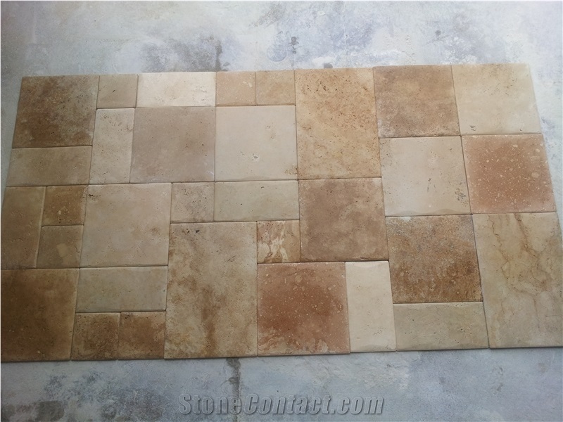 Light Medium Travertine Pillowed Edge Pattern