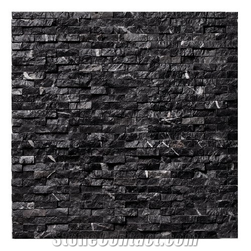 Selinus Black Marble Split Face Mosaic