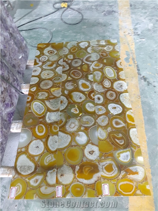 Backlit Yellow Agate Semiprecious Stone Tiles