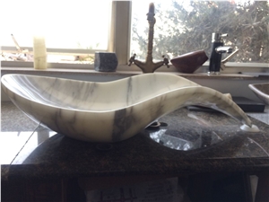 Bianco Carrara White Marble Sink, Marble Basins