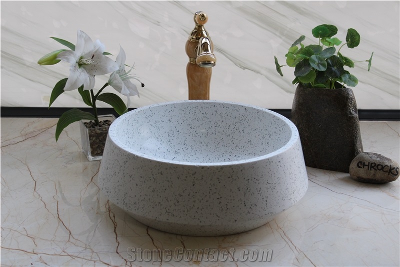 White Terrazzo Washbasin, Terrazzo Sink