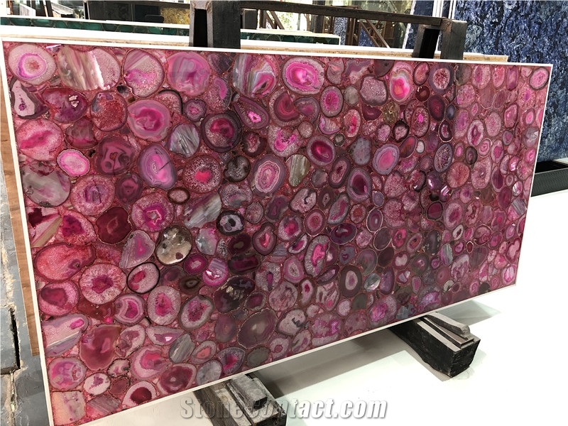 Backlit Rose Stone, Agate Stone Tiles