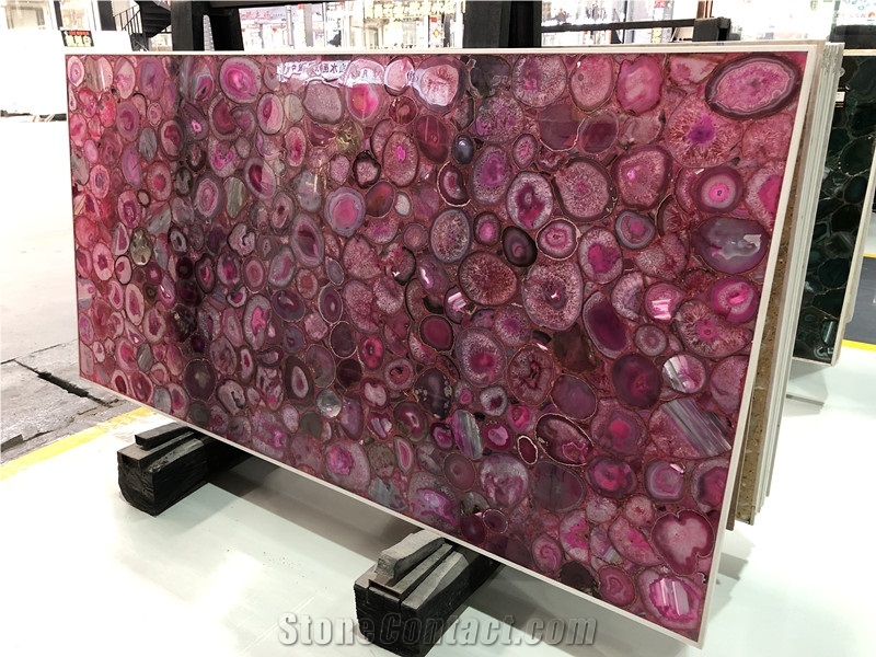 Backlit Rose Stone, Agate Stone Tiles