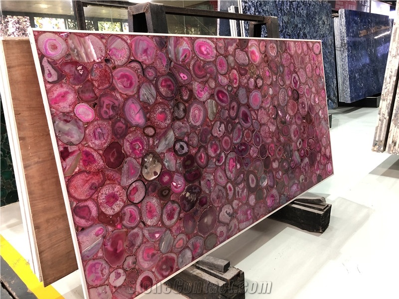 Backlit Rose Stone, Agate Stone Tiles