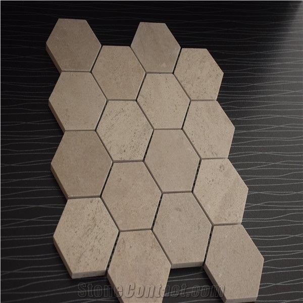 Crema Marfil Marble 3X3" Hexagonal Mosaic Tile