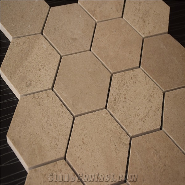 Crema Marfil Marble 3X3" Hexagonal Mosaic Tile