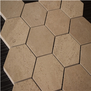 Crema Marfil Marble 3X3" Hexagonal Mosaic Tile