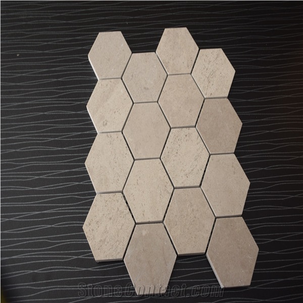 Crema Marfil Marble 3X3" Hexagonal Mosaic Tile
