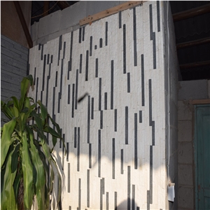 Black and White Marble Split Faced Rectangular Mosaic