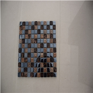 Brown Blue Gold Color Square Shape Glass Mosaics