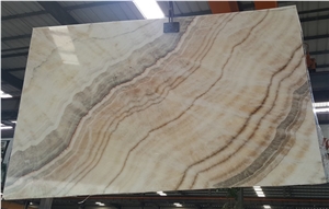 China Beige Onyx Bookmacth Slab/Wall Backlit Stone