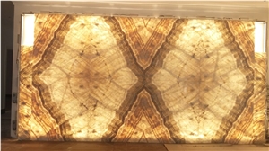 China Beige Onyx Bookmacth Slab/Wall Backlit Stone
