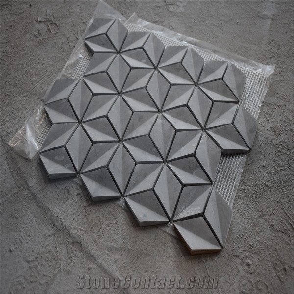 Grey Marble Three Dimensional Water Jet Mosaic Tile