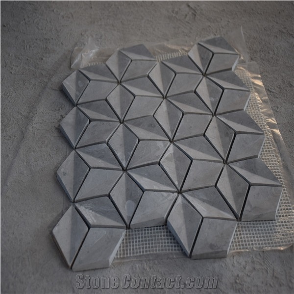 Grey Marble Three Dimensional Water Jet Mosaic Tile
