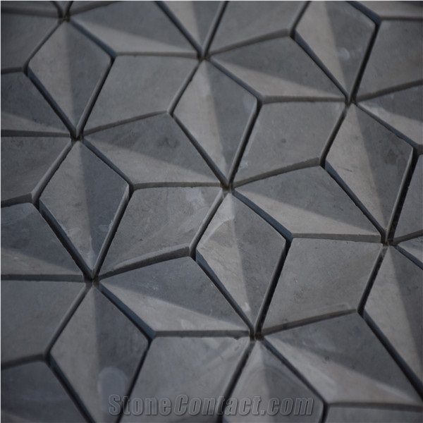 Grey Marble Three Dimensional Water Jet Mosaic Tile