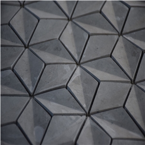 Grey Marble Three Dimensional Water Jet Mosaic Tile