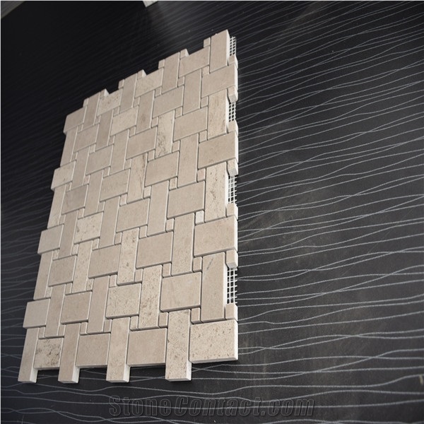 Crema Marfil Marble Basketweave Marble Mosaics