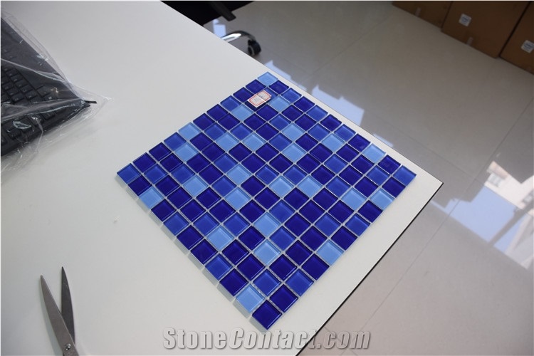 Dark Blue and Light Blue Glass Mosaics Direct Sale