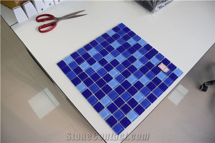 Dark Blue and Light Blue Glass Mosaics Direct Sale