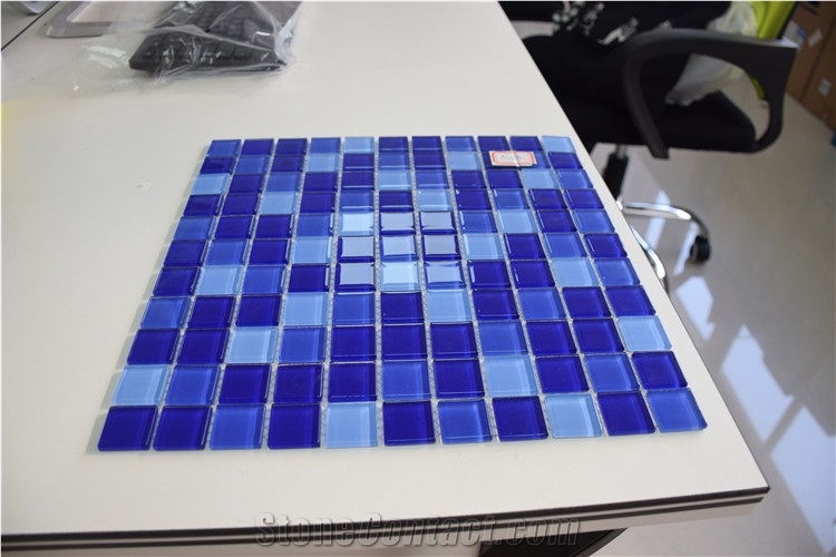 Dark Blue and Light Blue Glass Mosaics Direct Sale