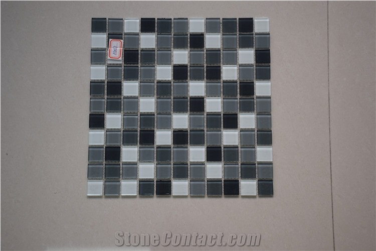 Dark Green and White Color Glass Mosaics