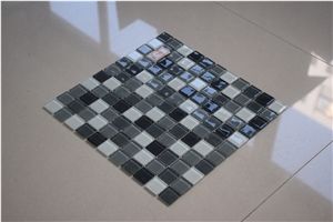 Dark Green and White Color Glass Mosaics